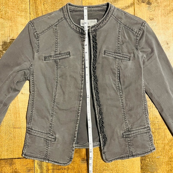 Esprit Grey Soft Demin Jacket with Hook Closure and Zip Sleeve Details - Picture 12 of 13